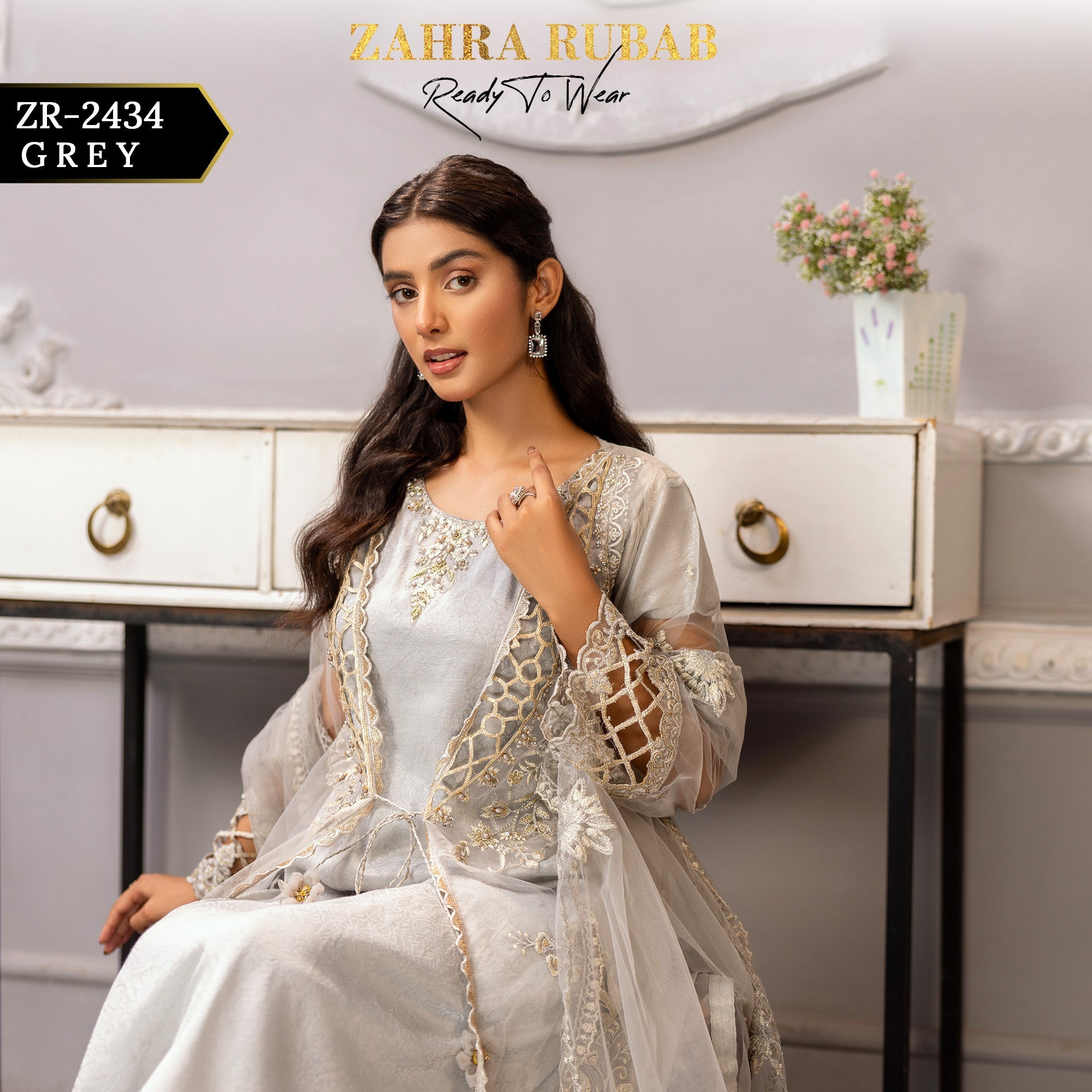 ZR-2434 Grey Zahra Rubab Gul Mohar