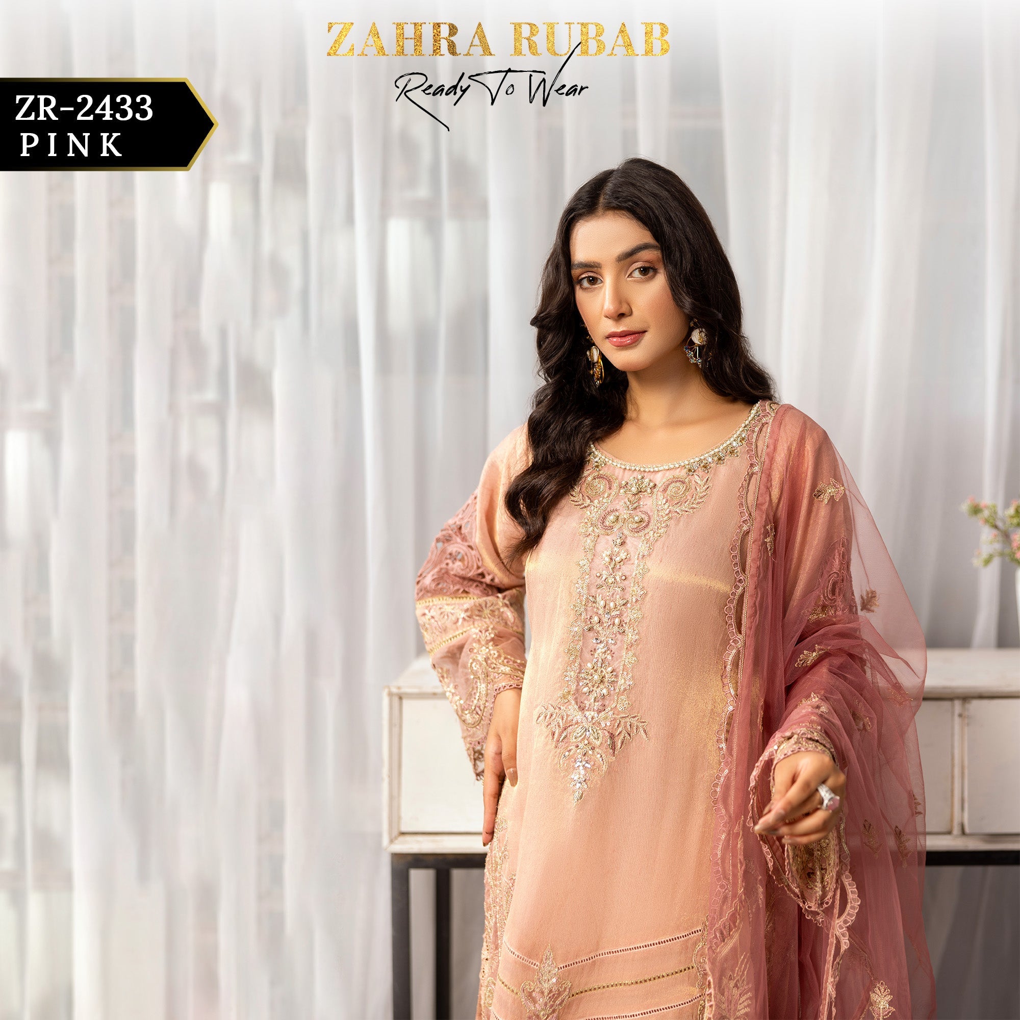 ZR - 2433 Pink Zahra Rubab Gul Mohar