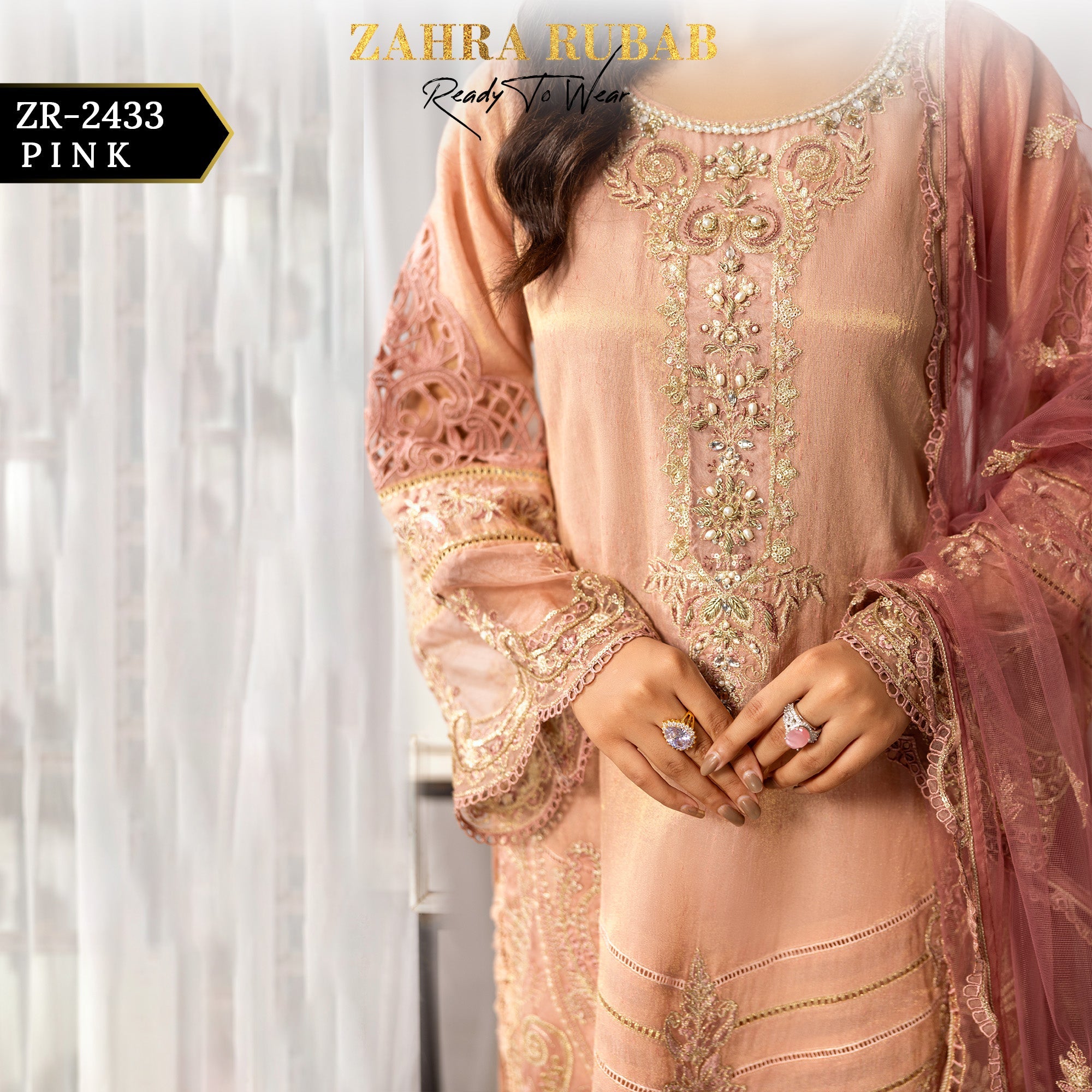 ZR - 2433 Pink Zahra Rubab Gul Mohar