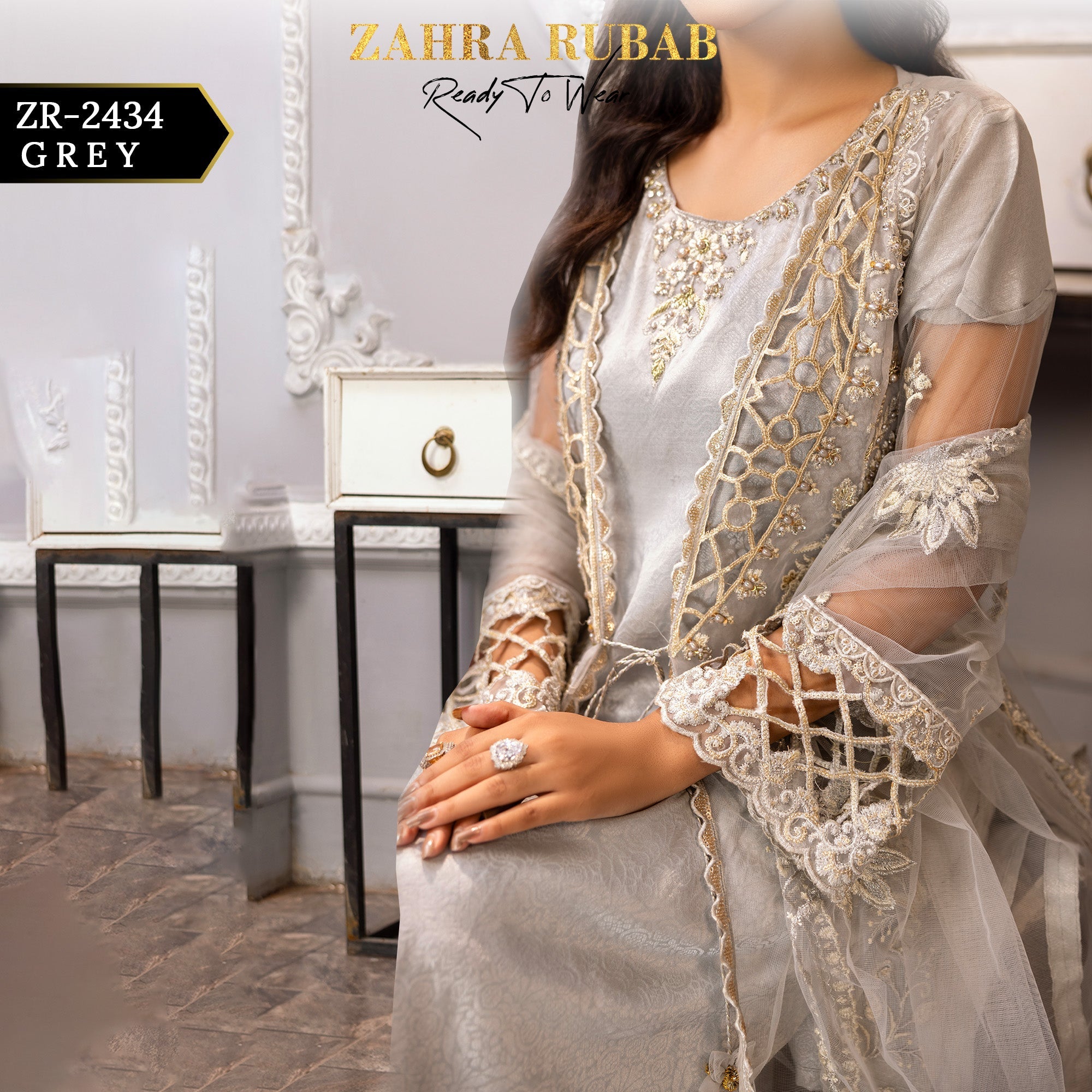ZR-2434 Grey Zahra Rubab Gul Mohar