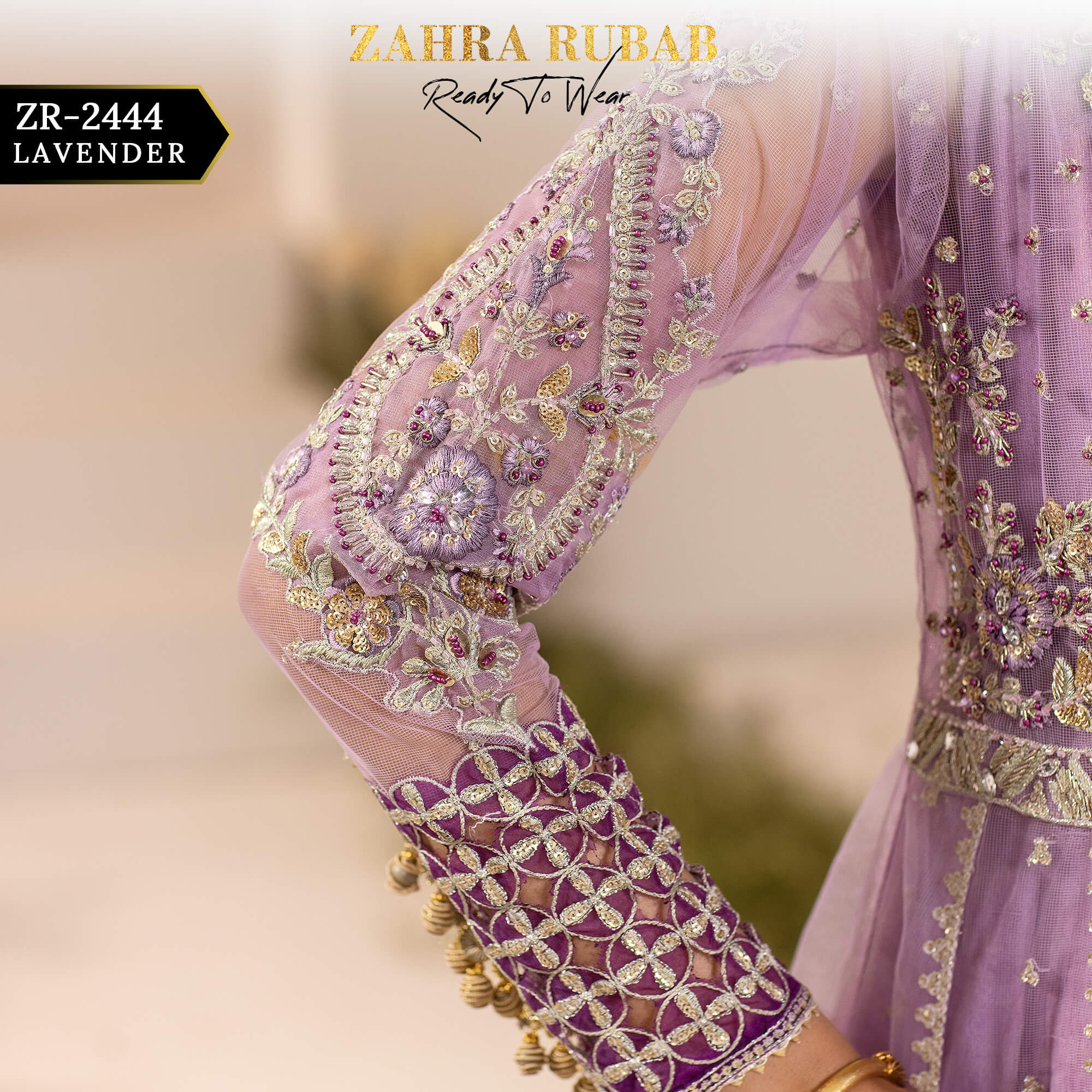 ZR-2444 LAVENDER, GREEN Zahra Rubab Afsana