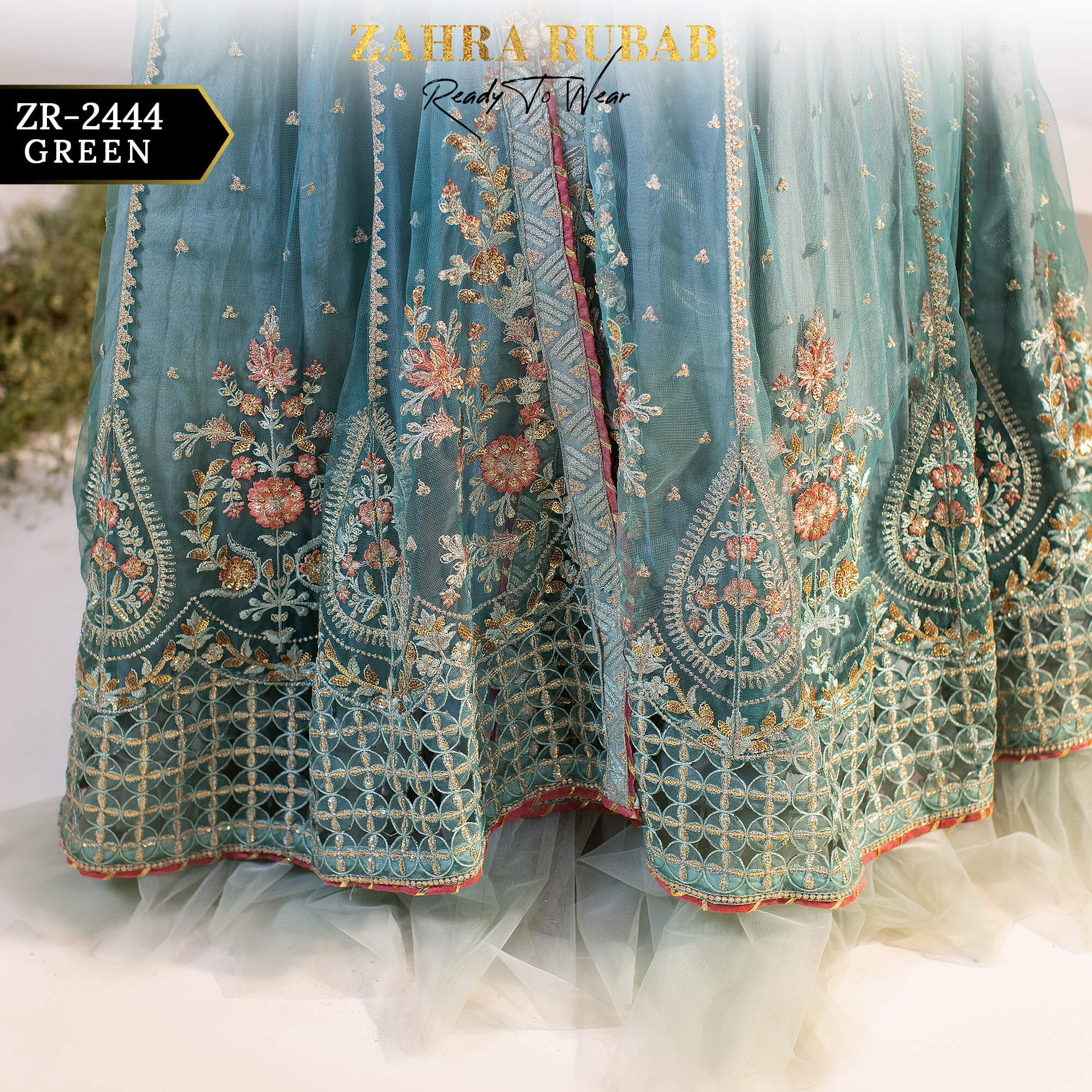 ZR-2444 LAVENDER, GREEN Zahra Rubab Afsana