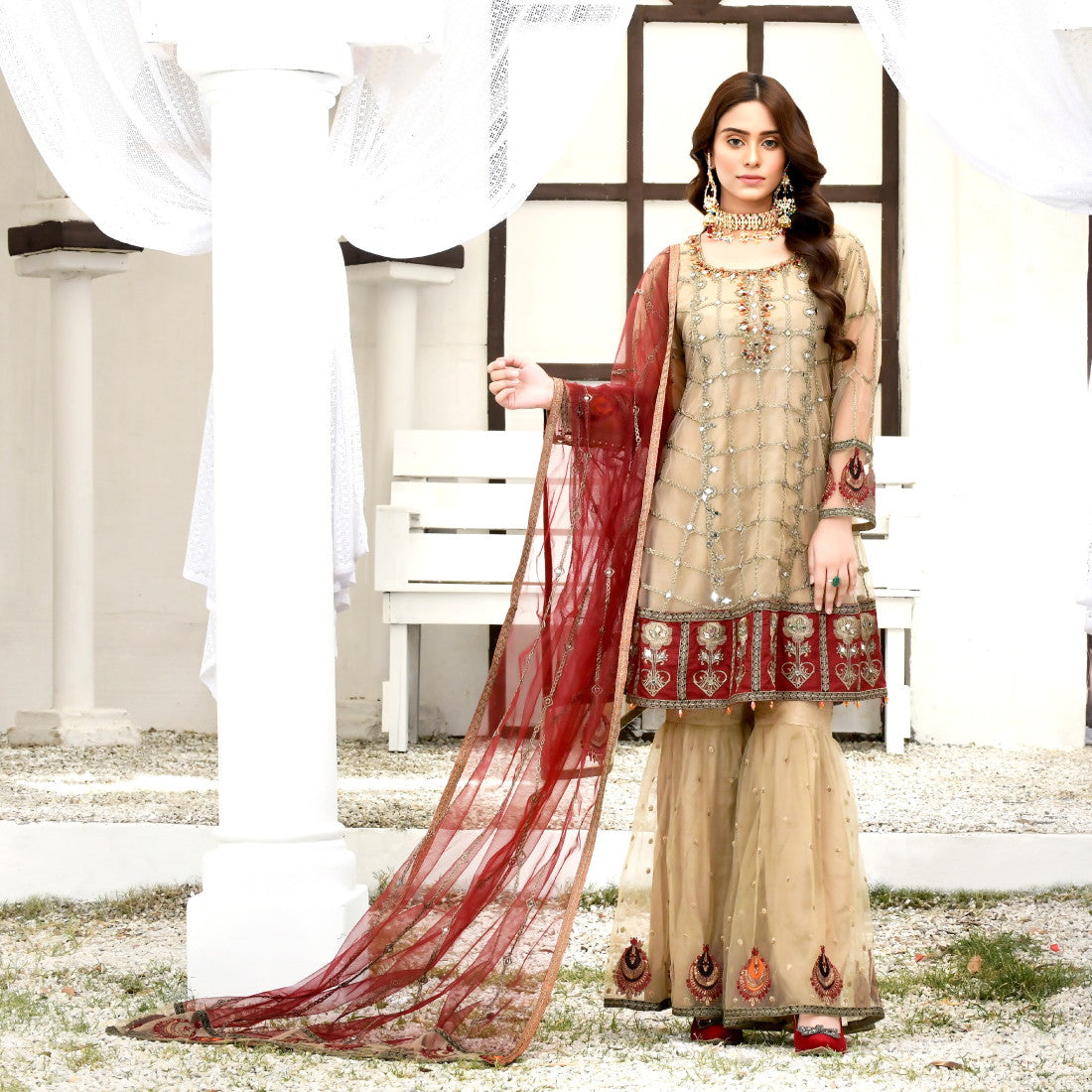 3 Piece Stitched - ZR 2120 Gold, Plump, Black Zahra Rubab