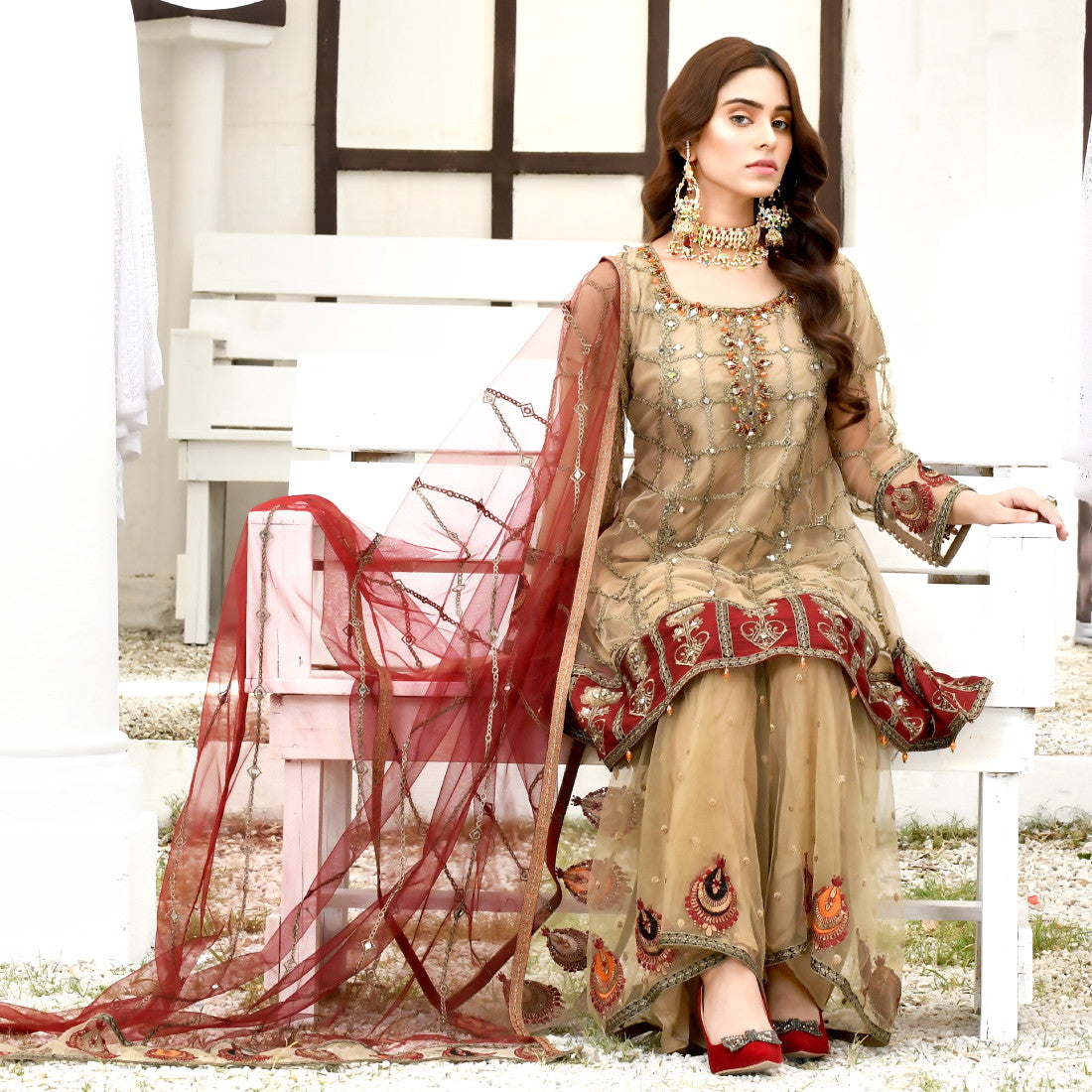3 Piece Stitched - ZR 2120 Gold, Plump, Black Zahra Rubab
