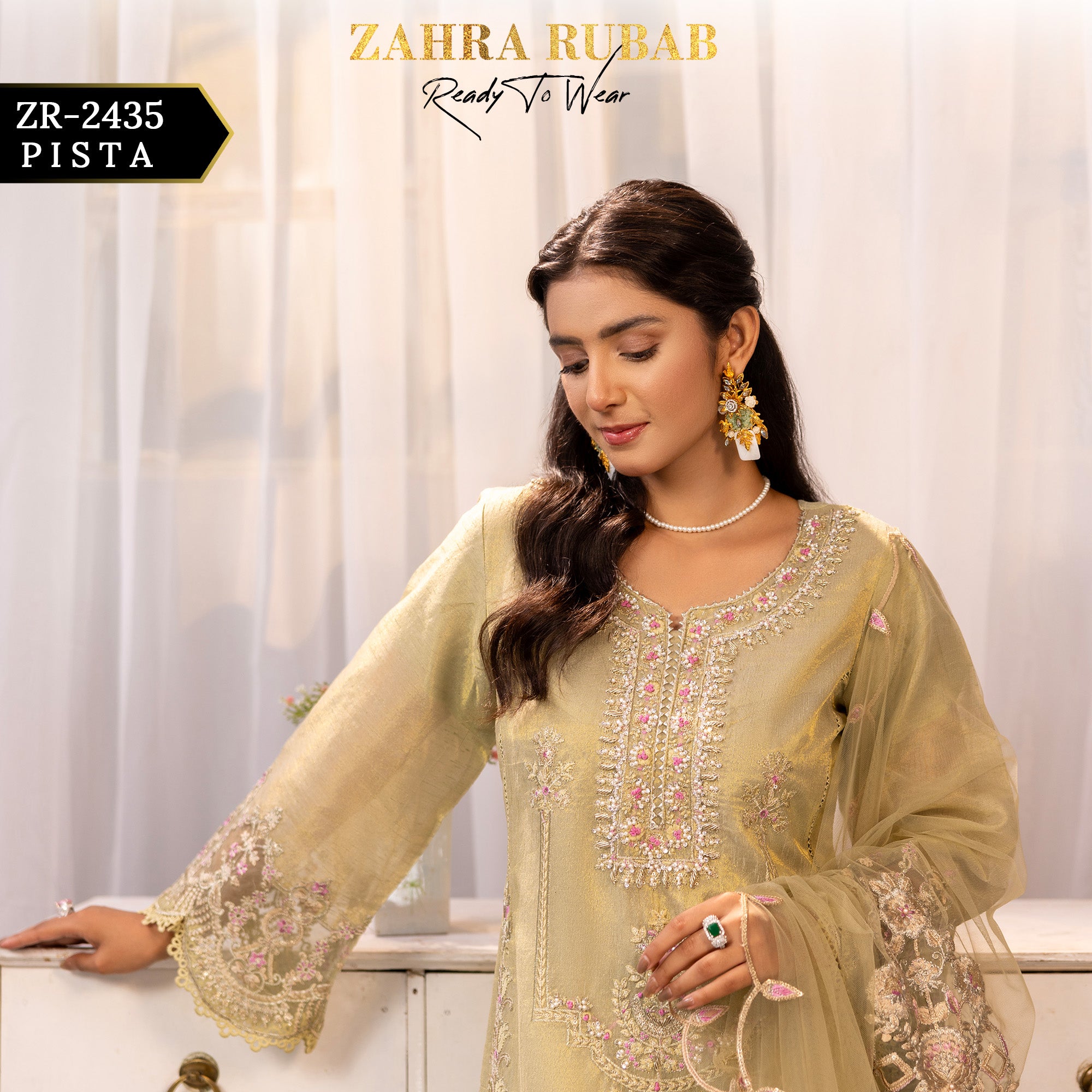 ZR - 2435 Pista Zahra Rubab Gul Mohar